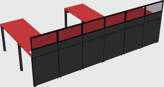Shared l-shaped cubicle