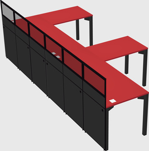 Shared l-shaped cubicle