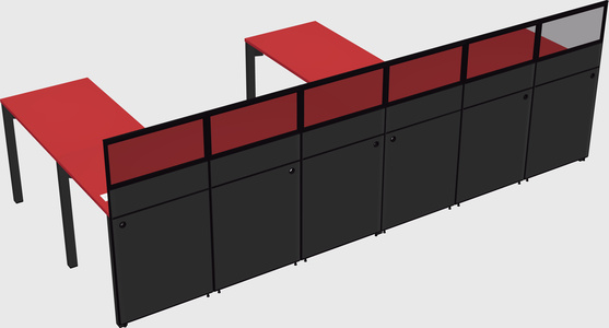 Shared l-shaped cubicle