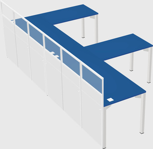 Shared l-shaped cubicle