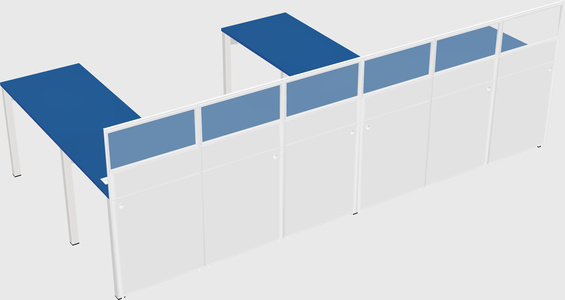 Shared l-shaped cubicle