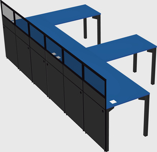 Shared l-shaped cubicle