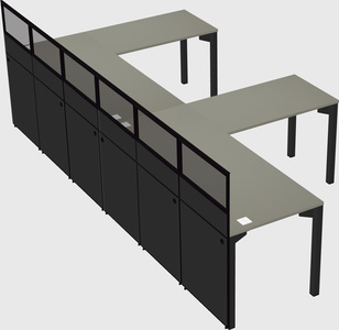 Shared l-shaped cubicle