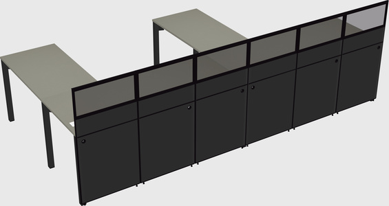 Shared l-shaped cubicle