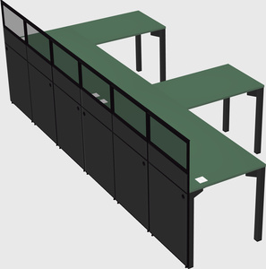 Shared l-shaped cubicle