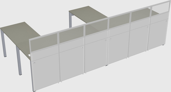Shared l-shaped cubicle