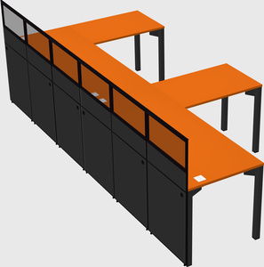 Shared l-shaped cubicle