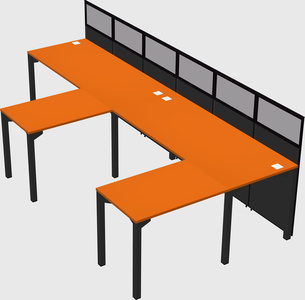 Shared l-shaped cubicle