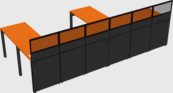 Shared l-shaped cubicle