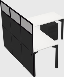 Shared l-shaped cubicle