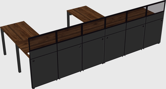 Shared l-shaped cubicle