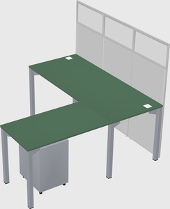 Shared l-shaped cubicle