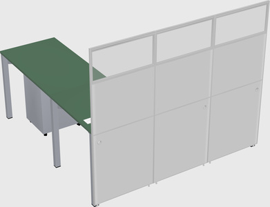 Shared l-shaped cubicle