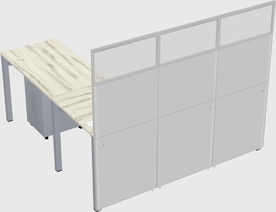 Shared l-shaped cubicle