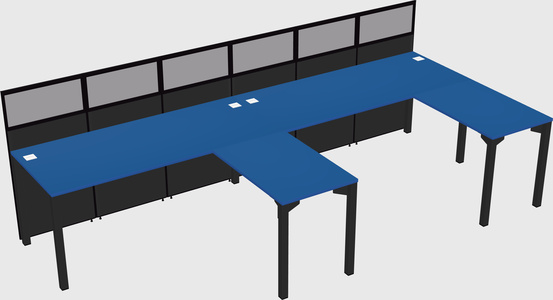 Shared l-shaped cubicle