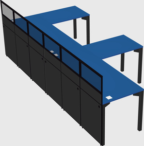 Shared l-shaped cubicle