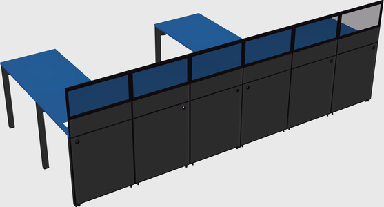 Shared l-shaped cubicle