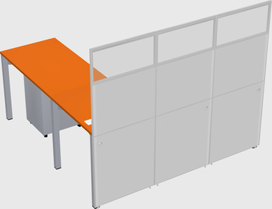Shared l-shaped cubicle