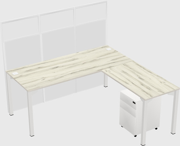 Shared l-shaped cubicle