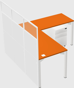 Shared l-shaped cubicle