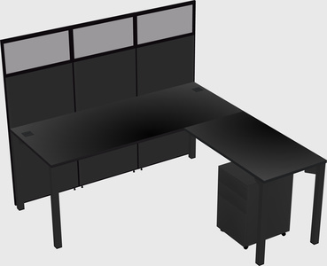 Shared l-shaped cubicle