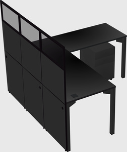 Shared l-shaped cubicle