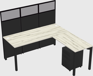 Shared l-shaped cubicle