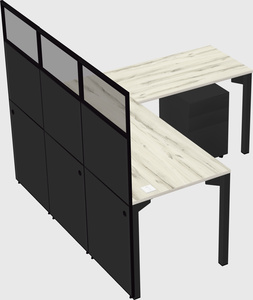 Shared l-shaped cubicle