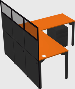 Shared l-shaped cubicle