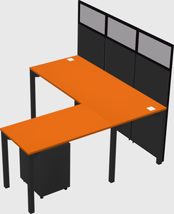 Shared l-shaped cubicle
