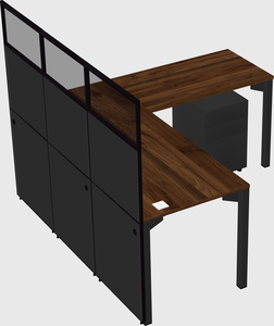 Shared l-shaped cubicle