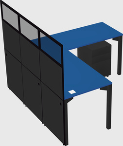 Shared l-shaped cubicle