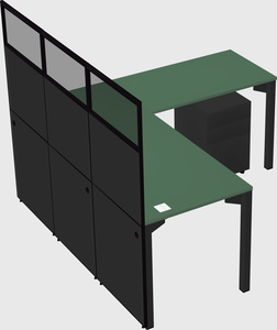 Shared l-shaped cubicle