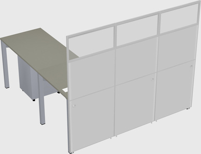 Shared l-shaped cubicle