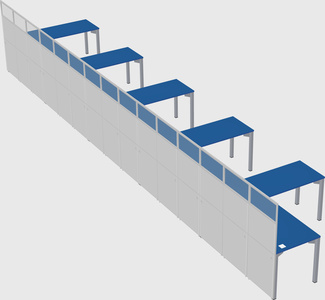 Shared l-shaped cubicle