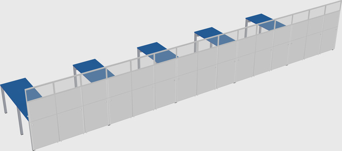 Shared l-shaped cubicle