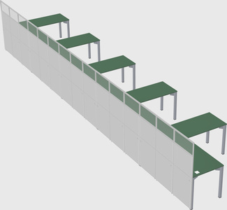 Shared l-shaped cubicle