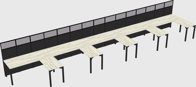 Shared l-shaped cubicle