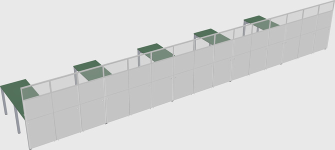 Shared l-shaped cubicle