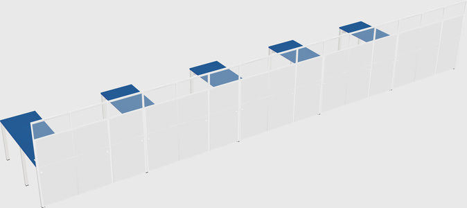 Shared l-shaped cubicle