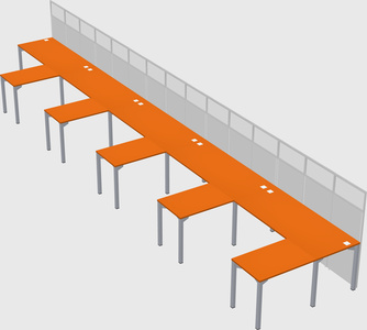 Shared l-shaped cubicle