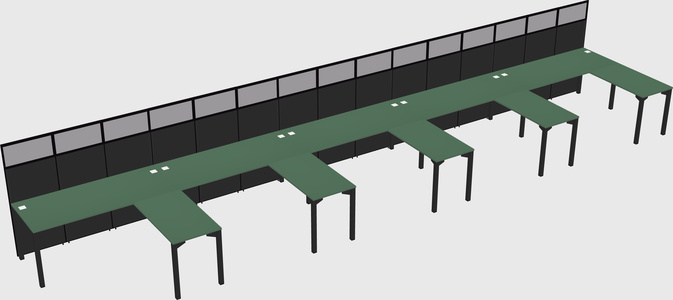 Shared l-shaped cubicle