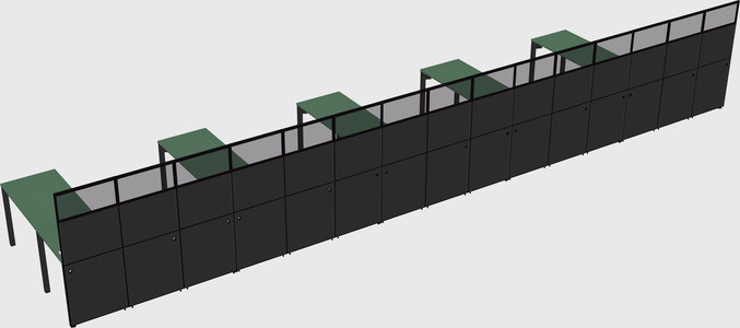 Shared l-shaped cubicle
