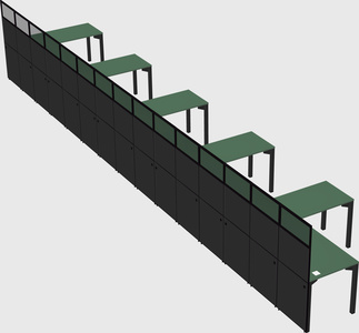 Shared l-shaped cubicle