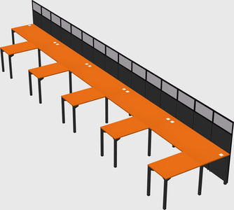 Shared l-shaped cubicle