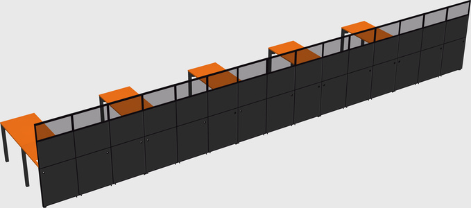Shared l-shaped cubicle
