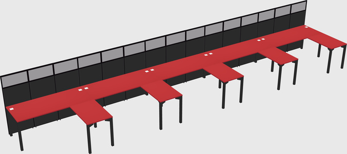 Shared l-shaped cubicle