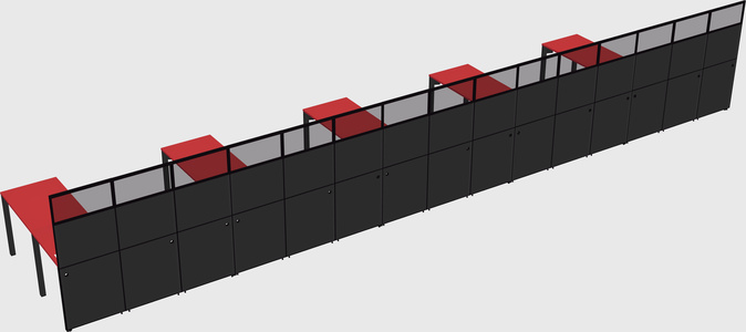 Shared l-shaped cubicle