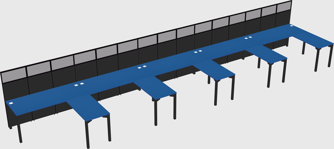 Shared l-shaped cubicle