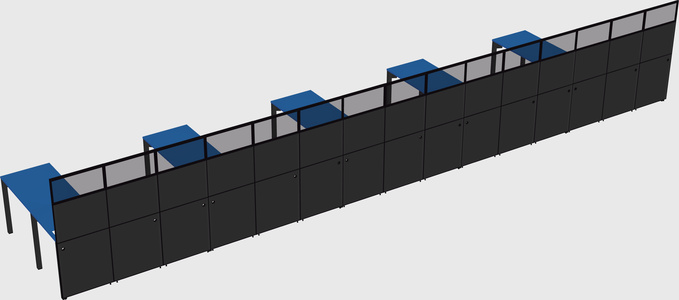Shared l-shaped cubicle